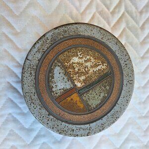 VTG 1970s J. Wells Studio Pottery Lidded Ashtray – Signed MCM Speckled Stoneware